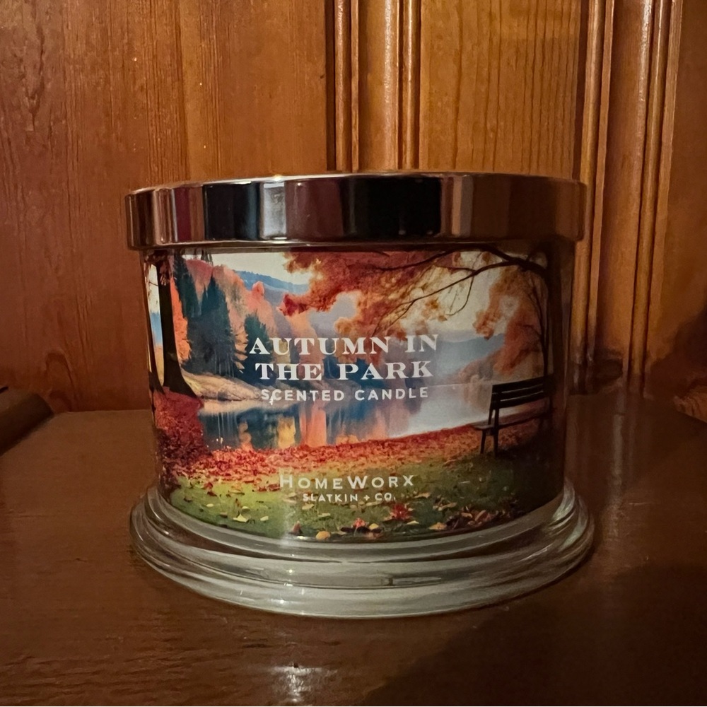 Homeworx Slatkin & Co Autumn in the Park 14oz 3 Wick Candle-NEW